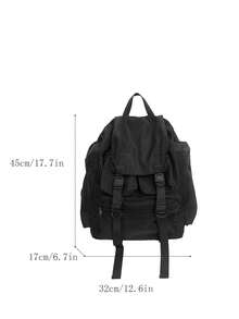 Unisex Nylon Plain Color Covered Backpack, Suitable For Men And Women, School, Outdoor Travel Use School Backpack