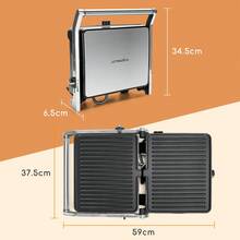 Aigostar 2000W Sandwich Toaster Adjustable Temperature Control, Deep Fill Panini Press With Non-Stick Coating, 180° Flat Open Large Grill, Drip Tray, Stainless Steel - Samson - View 7