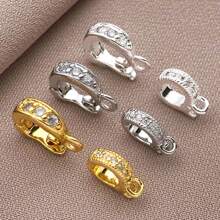 1/3/5pcs Real 18K Gold Plated Brass Zirconia Bail Bead Spacer Buckle Connectors Spring Buckle Clasp Clip Buckle For DIY Jewelry Making Finding Bracelet Necklace Pendant