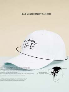 1pc Mom Life Embroidered Letter Washed Breathable Versatile Baseball Cap, Unisex, Suitable For Casual Daily Wear - White - View 4