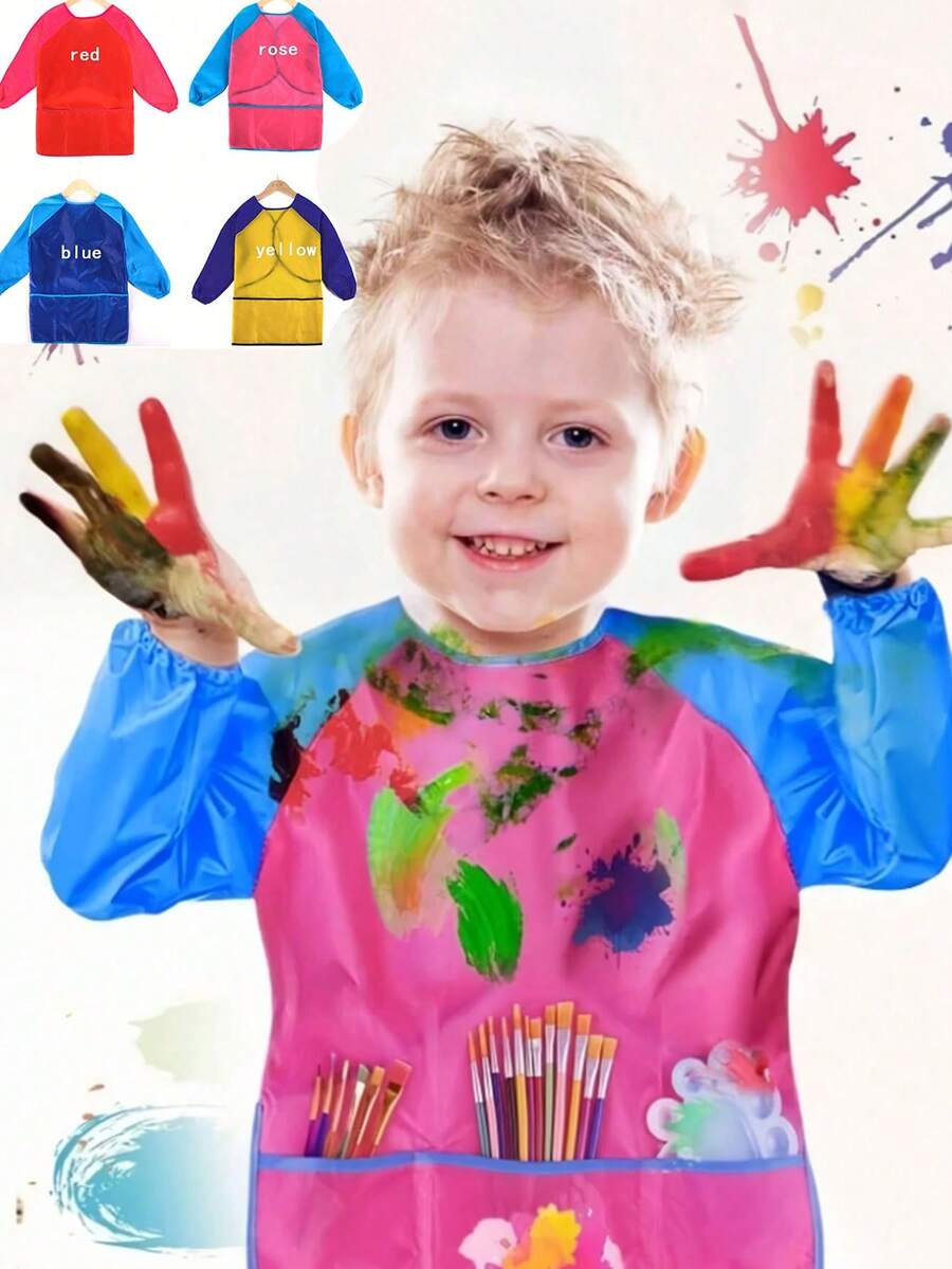 1 件绘画围裙、艺术绘画围裙、围兜、透气反穿衬衫 返校、返校、学校用品