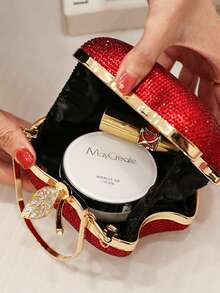 Hand-Held Apple Hot Drilling Dinner Bag Is Luxurious And Elegant, Making It Shine Throughout The Dinner Party - 紅色 - 查看 3