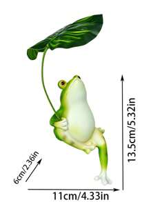 1pc Cute Resin Leaf-Holding Frog Decor, Suitable For Garden, Patio, Home Decoration