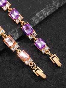 Damen Armband mit verstellbarem buntem Würfel und künstlichem Zirkonia-Stein, geeignet für Alltag, Party, Urlaub, Valentinstag, Geburtstag, Verlobungsgeschenk