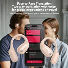 Miniso Auriculares inalámbricos con modo de diálogo de traducción de IA MINISO MS190, compatible con traducción de 150 idiomas, reproducción de larga duración con efecto de sonido avanzado, conexión remota, micrófono incorporado adecuado para estudio, negocios y deportes