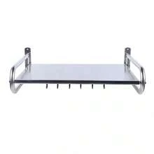 OUKANING Microwave Oven Rack Stainless Steel Kitchen Shelf With 6* Hooks Wall-Mounted - 1 - View 4