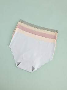 5pcs Women's Multicolors Ins Fashion Ladies' Solid Color Basic Daily Seamless Traiangle Panties