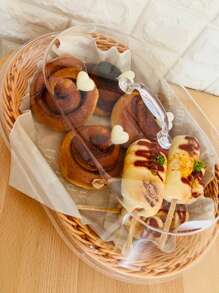 Cesta de pan de mimbre Faridabio con tapa de acrílico transparente - Bandeja de alimentos duradera y lavable para postres y frutas - Perfecta para la cocina, el picnic y la exhibición en el hogar, el embalaje de cartón duro reduce el riesgo de daños