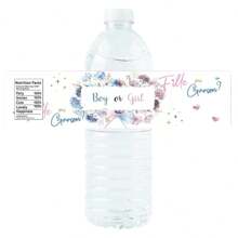 10pcs/Set Blue And Pink Floral Bow Theme Water Bottle Labels, Blue And Pink Floral, Bow, And Letter Pattern Water Bottle Stickers, Suitable For Labeling Beverages, Cans, Cups, Etc. Ideal For Decorating Parties Such As Birthday, Shower, Engagement, Picnic, And As Gift Packaging Supplies, Gift Packaging Labels