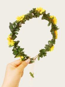 1pc Floral Halo Headband, Mori Girl Boho Style Vine Flower Crown Hair Accessories For Girls - Multicolor - View 3