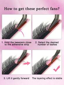 CoMango 12Rows 3D Fluffy Double Layer Camellia Eyelash Extension 0.07mm C+LC/D+LD Curl Wispy Natural Soft Multi-Layer False Eyelash Auto-Fan Lash Extensinos - Black - View 3