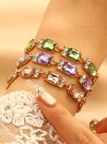 Damen Armband mit verstellbarem buntem Würfel und künstlichem Zirkonia-Stein, geeignet für Alltag, Party, Urlaub, Valentinstag, Geburtstag, Verlobungsgeschenk