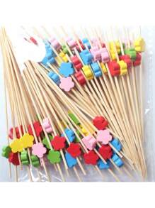 100 pezzi Stecchi per frutta a forma di cuore, Stuzzicadenti a forma di cuore, Spiedini per cocktail in bambù lunghi per decorazioni di festa di nascità, feste di compleanno, gender reveal, decorazioni per la casa, matrimoni, San Valentino, Festa della Mamma, laurea