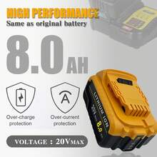 IKUNQUAN 2/4 Packs Replacement Battery For Dewalt 20V Battery Lithium-Ion 8.0Ah With LED Indicator For Dewalt DCB118 DCB102 DCB115 DCB105 And All DeWalt 20V Cordless Power Tools - Yellow - View 6