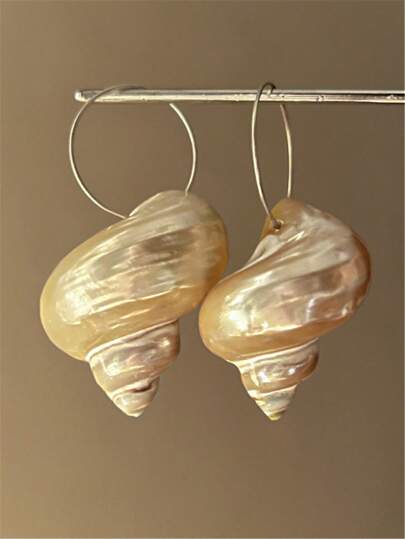 1 Pair Summer Shell Earrings Ladies Ear Jewelry Suitable For Women's Matching Fashionable Accessory