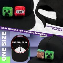 Minecraft Baseball Cap Peaked Sun Hat With Removable Plush Accessory Sports Holiday Essentials Gamer Gift - Black - View 5
