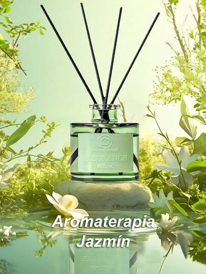 Difusor de Aroma sin Fuego en Vidrio – 3 Fragancias (Ramas de Flores, Té de Cuatro Estaciones, Jazmín) – 50ml, Lujoso Diseño para Dormitorio, Sala y Más. ¡Regalo Perfecto para Eliminar Olores!