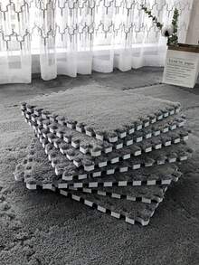 拼布地毯 温馨大气 拼布垫 温暖床边地毯 柔软防摔 易于安装 家居装饰 11.8x11.8 英寸爬行垫 厚毛绒地垫 卧室装饰 房间装饰 美学房间装饰用品 客厅装饰