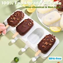 1 peça de molde oval com 4 cavidades para picolé, molde para barra de sorvete, molde de silicone para picolé, molde para sorvete, máquina de picolé