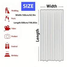 1 Peça Cortina de Arco de Casamento de Tecido de Chiffon Branco Elegante, Adequado para Cerimônia e Decoração de Palco, Decoração de Casamento, Decoração de Cortina de Teto, Cortina de Janela, Decoração Dia dos Namorados, Festa de Aniversário, Decoração para Chá de Lingerie