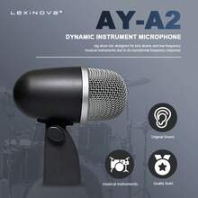 LexiNova Microphone Wired Dynamic Drum Mic Kit- Kick Bass, Tom/Snare & Cymbals For The Full Performance Of Drum Instruments And Recording Applications - Black - View 2