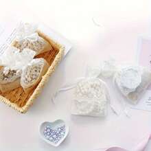 2/5 Stück neue weiße sternförmige Spitzen-Organzabeutel mit Kordelzug, auf Lager Bambus-Knoten Organza Schmuckgeschenktüten, Spitzen-Aufbewahrungsbeutel, Weihnachtsgeschenke