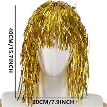 1pc Foil Tinsel Party Shiny Hair Colorful Encrypted Carnival Party Fancy Dress Costume Wigs Disco Masquerade Single Party Wigs For Holiday