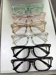 LIMOGE 1 pieza Gafas unisex, gafas retro cuadradas para computadora, lectura, juegos, TV, teléfono móvil, anti-fatiga ocular, lentes claros para protección de los ojos y accesorios de verano para playa, fiesta y festival, disponibles en múltiples colores (Gafas negras, Gafas claras, Gafas marrones, Gafas verdes, Gafas con estampado de leopardo, Gafas rosas)