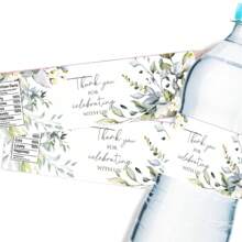 10pcs/Set Green Floral & Plant Themed Water Bottle Labels, Green Plant & Floral Blessing Pattern Water Bottle Stickers, Suitable For Decoration On Drinks, Cans, Cups For Birthdays, Showers, Engagements, Picnics, Weddings, Gift Packaging