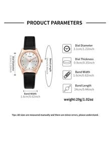 TOMI TOMI 1pc Universal Quartz Leather Watch With Dual Calendar, Elegant & Compact Design, Suitable For Daily Wear & Gift