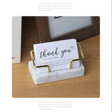 Stylish Marble Business Card Holder With Gold Metal Frame - Luxurious Desktop Business Card Holder For Office And Front Desk, Perfect As Conference Gifts, Cute Stationery - Multicolor - View 6