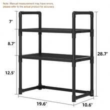 Plastic Storage Rack, Multi-Tier Kitchen Rack, Microwave Oven Shelf, Multi-Function Organizer Rack For Microwave, Bread Holder, Open Storage, Durable For Fruit & Vegetable Storage, Black - Black - View 4