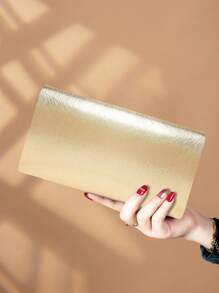 Bolso de embrague de mujer de unicolor de PU de lujo, estilo nuevo, bolso elegante y de moda para fiestas y cenas, cartera perfecta con compartimento oculto para tarjetas, bolso bandolera con cadena de metal desmontable, adecuado para fiestas, cenas, reuniones, bodas, mejor opción como regalo.