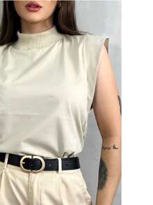 Women's Muscle Tee Tops Simple Casual Elegant Plain Knitted Fabric No Print Daily Autumn - Kem - Xem 2