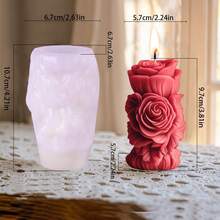 1pc Rose Pillar Scented Candle Mold DIY Handmade Diffuser Stone Craft Kit Valentine's Day Mother's Day Gift Creative Souvenir Aesthetic Home Decor And Wedding Centerpiece - White - View 14