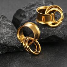 2PCS 316 Stainless Steel Round Ear Tunnels With 2 Smooth Loop Rings Expander Piercing Women Body Jewelry Plugs Stretcher New Arrival - Multicolor - View 19