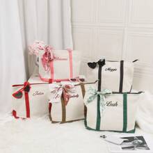 Individuelle Tragetasche aus Segeltuch, personalisierte Tragetasche, Namens-Tragetasche, Brautjungfern-Geschenktasche, Stickerei mit Initialen, individuelle Tragetasche, personalisiertes Geschenk, Allzwecktasche, großes Fassungsvermögen, vielseitig, multifunktional, bunt, süß, bezaubernd, kontrahiert, lustig, Kawaii, Y2K, minimalistisch, Pendeln, Business Lässig, Basics, individuell für High School-Schüler, Oberstufenschüler, College-Studenten, Universitätsstudenten, Erstsemester, Zweitsemester, Unterstufen