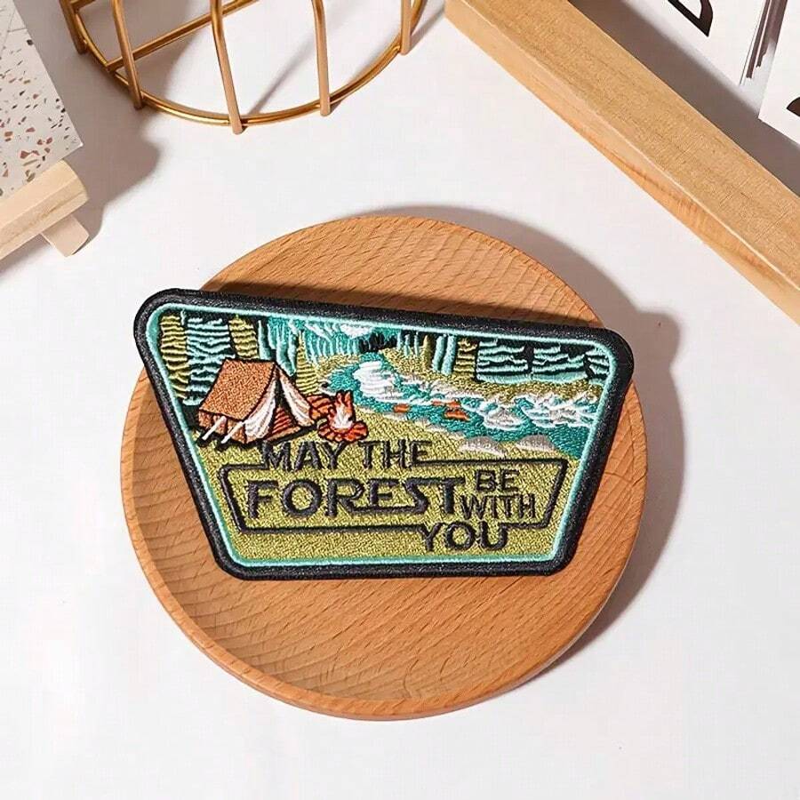 1 pieza Parche bordado de paisaje de naturaleza salvaje para exteriores, parche de paisaje, se puede planchar/coser en ropa, bolsas y sombreros, decoración de parches creativos DIY
