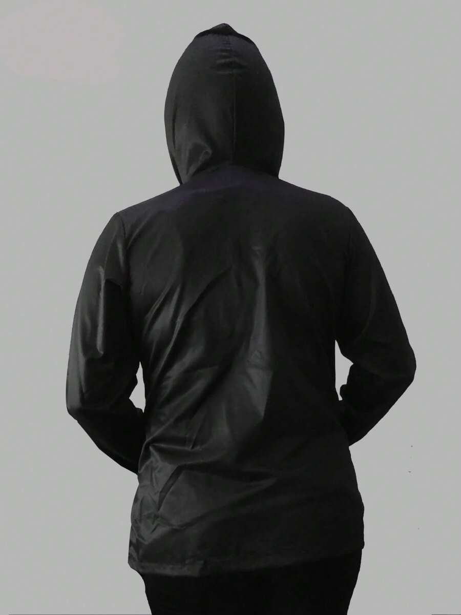 CHAQUETA CON CAPUCHA  Liso  Casual            INVIERNO - Negro - Ver 1