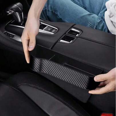 Caja de almacenamiento para asiento de automóvil negra, bolsa de almacenamiento para huecos de consola central, portavasos, caja de almacenamiento para grietas de automóvil, bolsa para huecos multifunción para portavasos de automóvil entre el asiento y la consola,