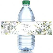 10pcs/Set Green Floral & Plant Themed Water Bottle Labels, Green Plant & Floral Blessing Pattern Water Bottle Stickers, Suitable For Decoration On Drinks, Cans, Cups For Birthdays, Showers, Engagements, Picnics, Weddings, Gift Packaging