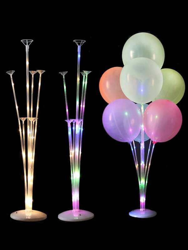 1-2set Of 7-Tube LED Light Balloon Holder, Balloon Pillar, Birthday Party, Wedding Decoration Supplies