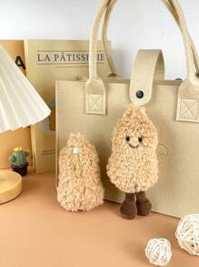 1 pieza (15cm/5.91in) Llavero de peluche de estilo japonés Kawaii con diseño de cacahuete, colgante de dibujos animados creativo, accesorio para mochila, adecuado para estudiantes, trabajadores de oficina, parejas, amigos, regalos de cumpleaños, festividades, recuerdos, decoración de automóviles, pequeños regalos sorpresa, accesorios de automóvil, encanto de bolso, escolar