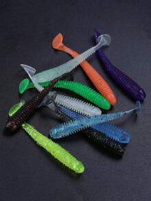 SOUGAYILANG 10/30/50pcs Artificial Soft Lure,5cm/1g Lifelike Worm Lure,Simulated Fish Tail Motion,Silicone Fishing Lures,For Freshwater And Saltwater,Bass Fishing Gear Tackle - Multicolor - View 9