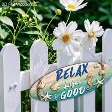 1Pc Summer Decoration Wooden Hanging Sign, Beach Seahorse Seahorse Elements Wooden Prints Art Hanging Painting Wall Decoration Door Decoration Garden Hallway Decoration