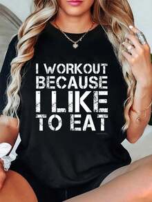 I Workout Because I Like To Eat Funny Fitness Gym Shirts - 黑色 - 查看 1
