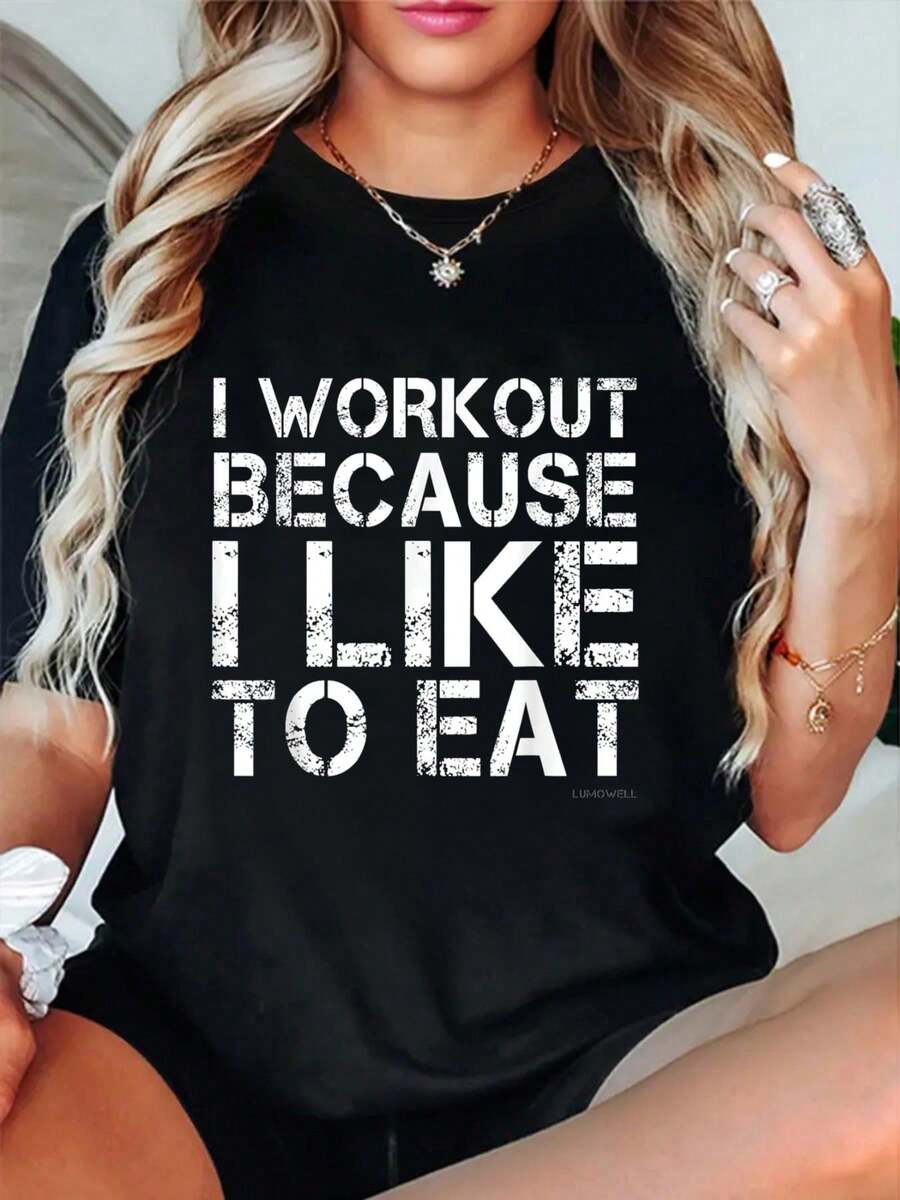 Hago ejercicio porque me gusta comer, camisetas divertidas de gimnasio - Negro - Ver 1