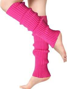 Women's Orange Leg Warmers, Neon Ribbed Leg Warmers, 80s/90s Party, Sports, Yoga, Y2K Style Fashion Accessory, Comfortable & Warm - Multicolor - View 9