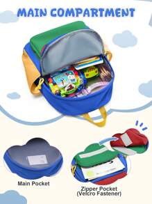 Mochila Fofa Infantil com Alça de Ombro Ajustável para Meninos e Meninas, Mochila Escolar Leve para Crianças com Vários Bolsos, Mochila Pré-Escolar Combinando Cores, Mochila Escolar para Creche e Ensino Fundamental, Mochila à Prova d'Água para Uso Externo, Acampamento, Viagens, Transporte, Escola, Disponível em 3 Cores, Versões Novas e Antigas são Enviadas Aleatoriamente