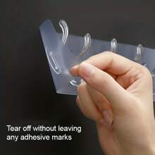 1pc 6-Row Transparent Adhesive Hook Set - Simple Wall Hooks Without Drilling, Suitable For Clothes, Hats, Towels And Accessories - Perfect Space-Saving Storage Solution For Bathroom, Closet And Bedroom